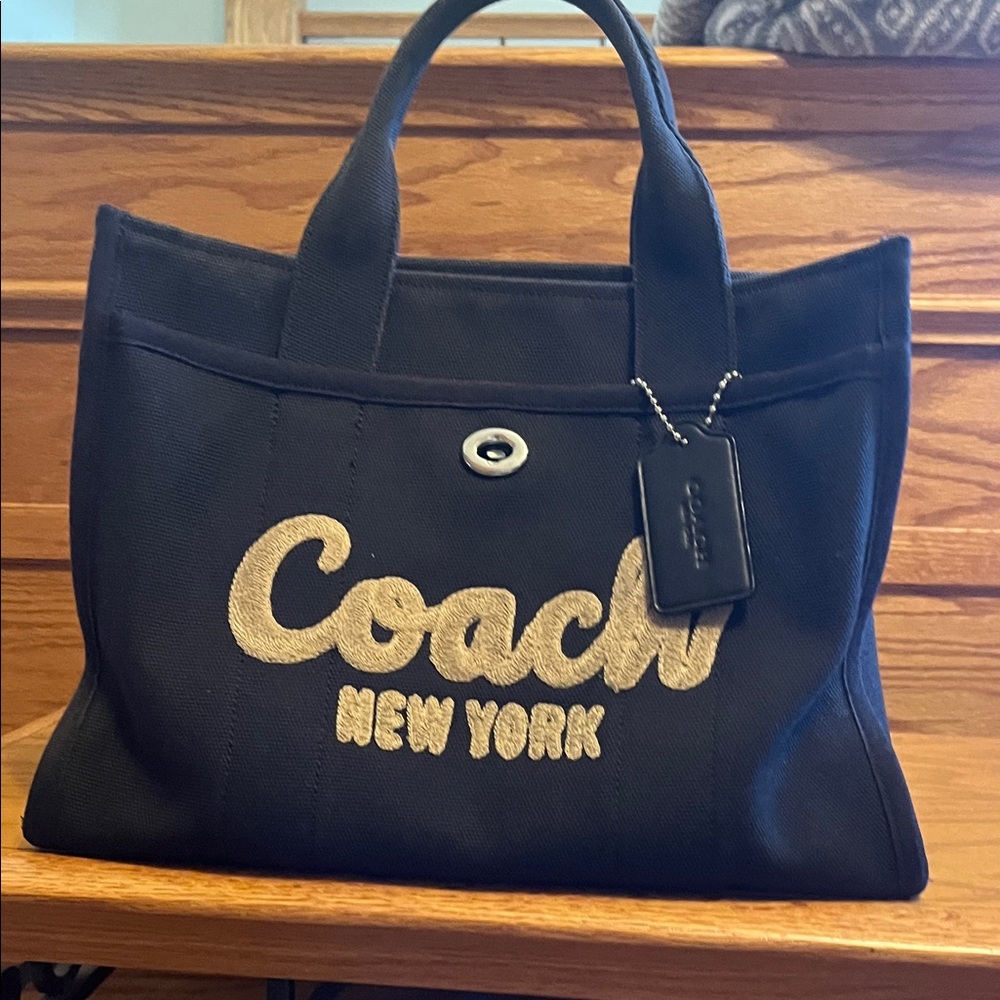 Coach Black Tote with Gold Logo